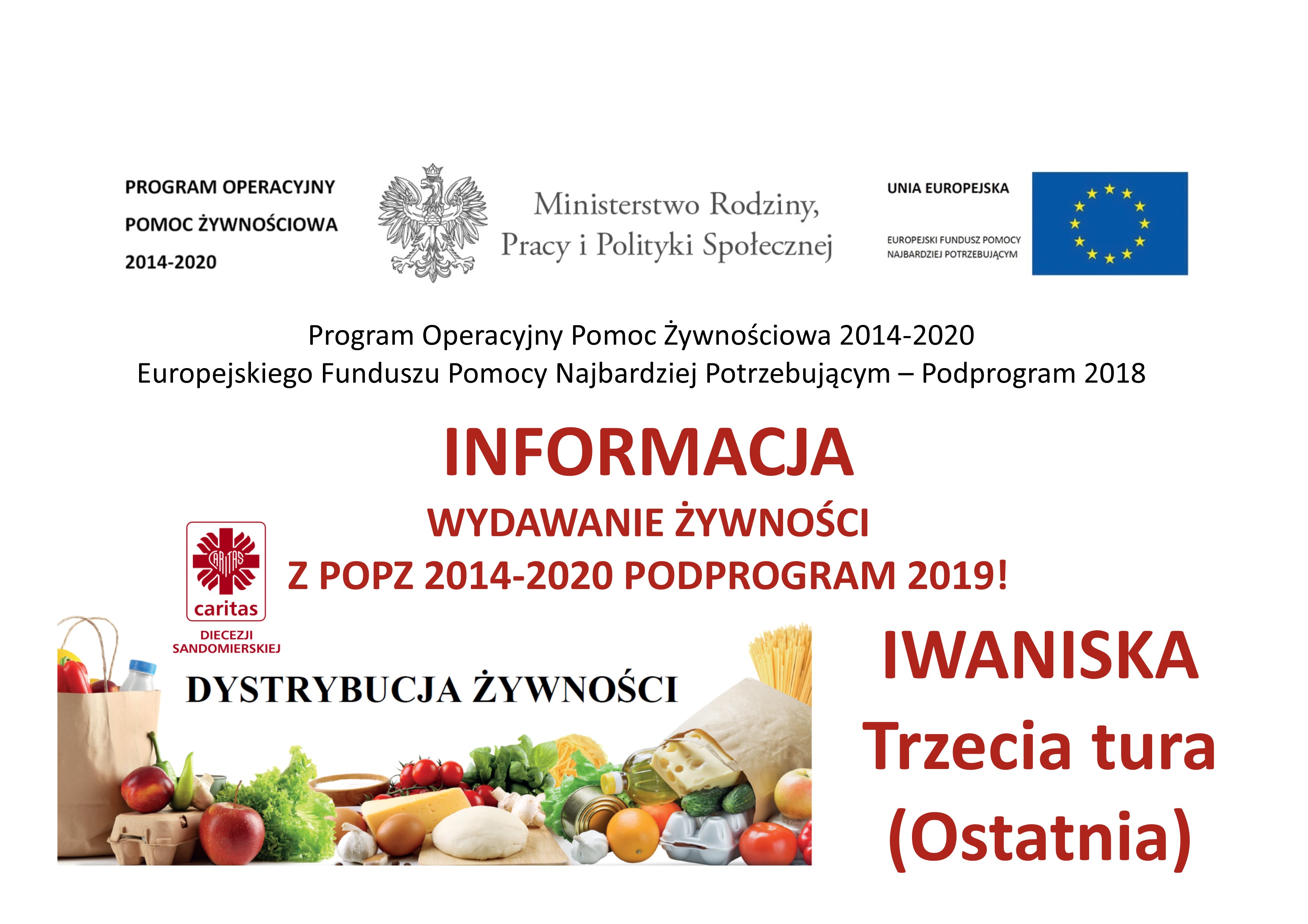 Wydawanie żywności - Podprogram 2019 - Osoby z OPS Iwaniska