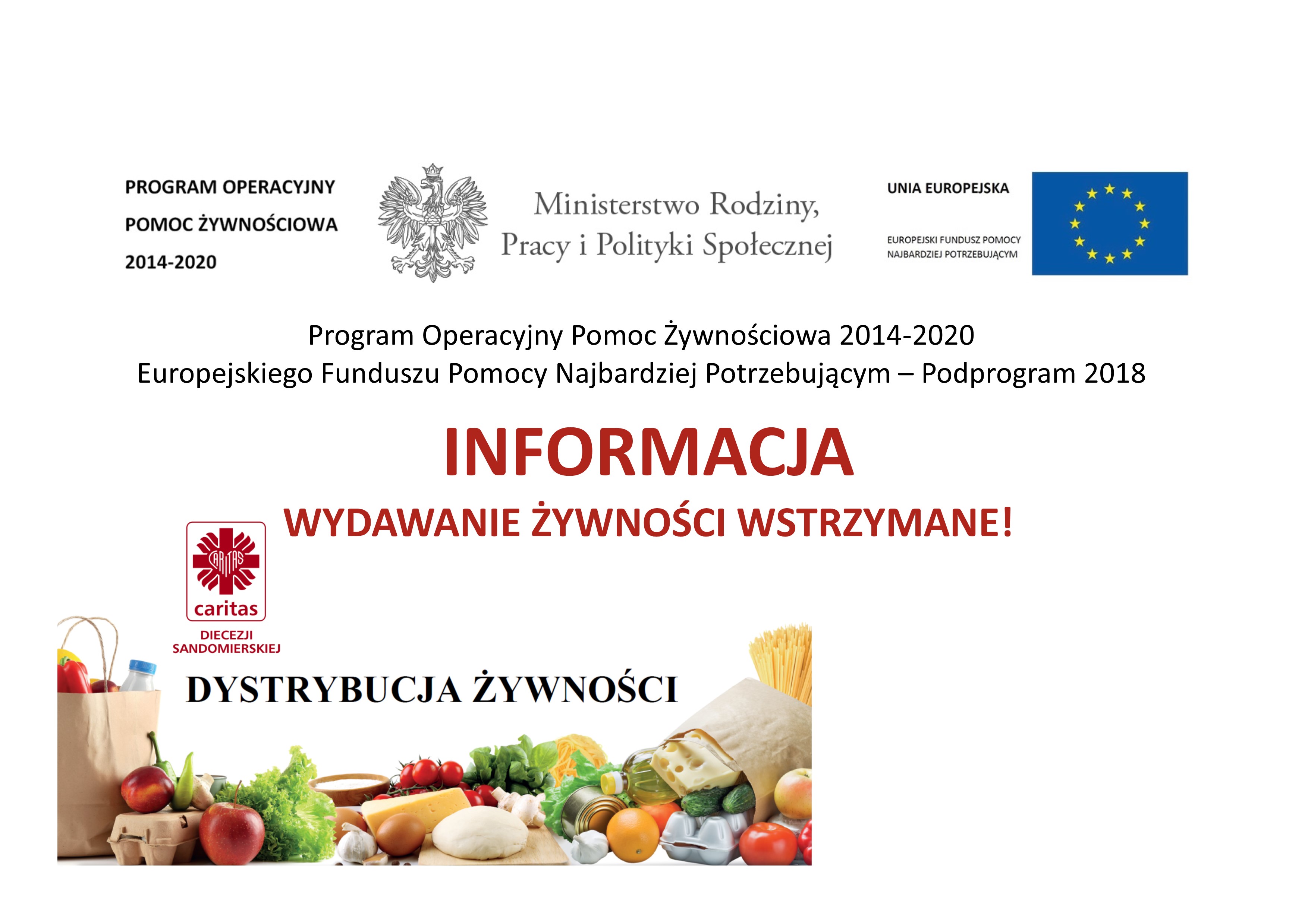 Informacja odnośnie wydawania żywności