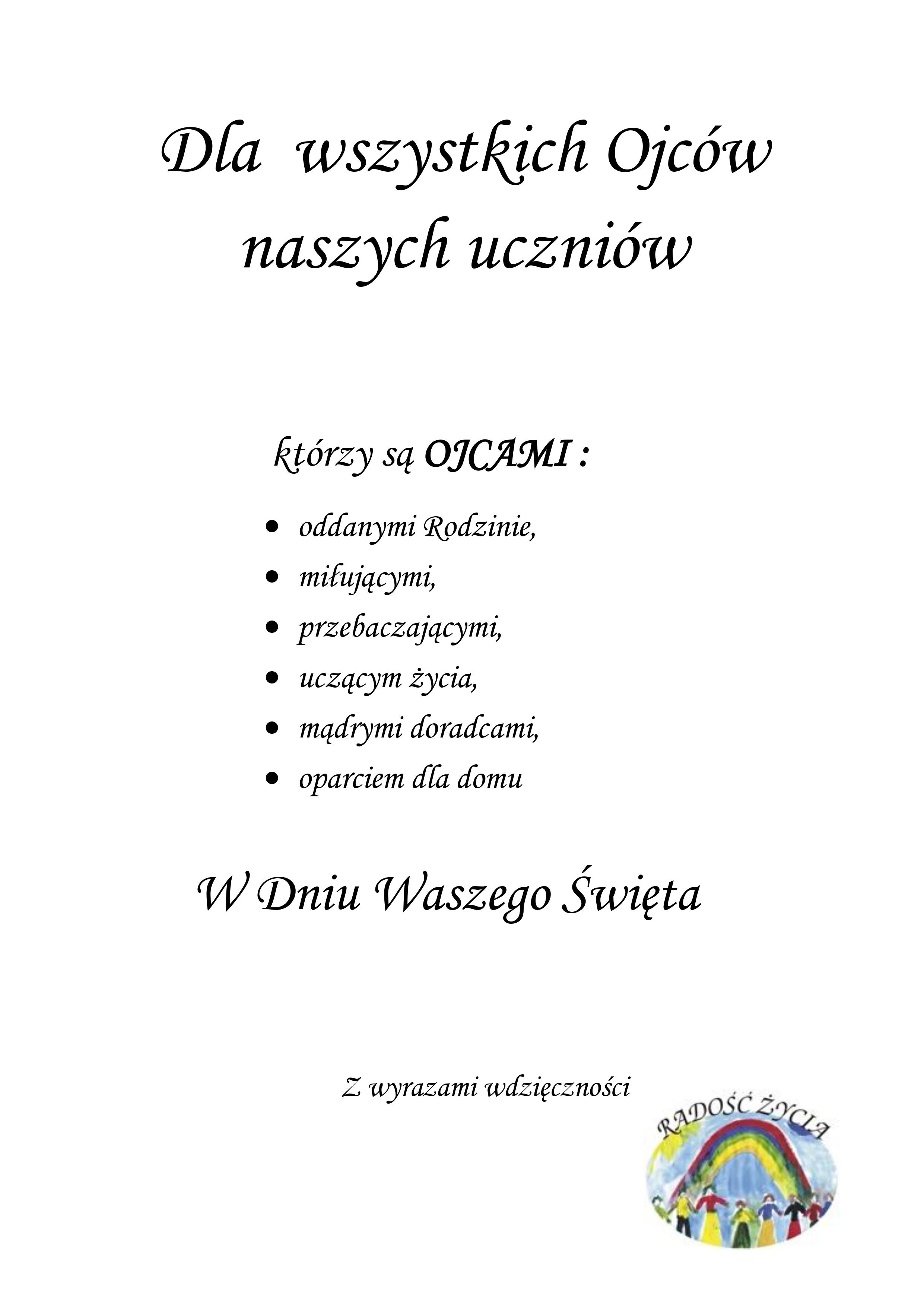 "OŚRODEK „RADOŚĆ ŻYCIA" NA DZIEŃ OJCA"