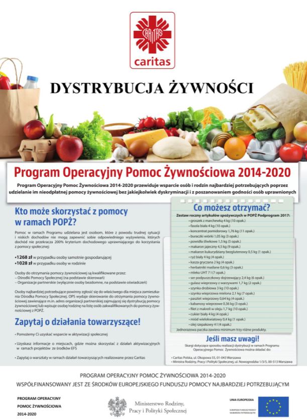 Plakat informacyjny – POPŻ 2014- 2020 – Podprogram 2017 1 wrzesień 2017 r.