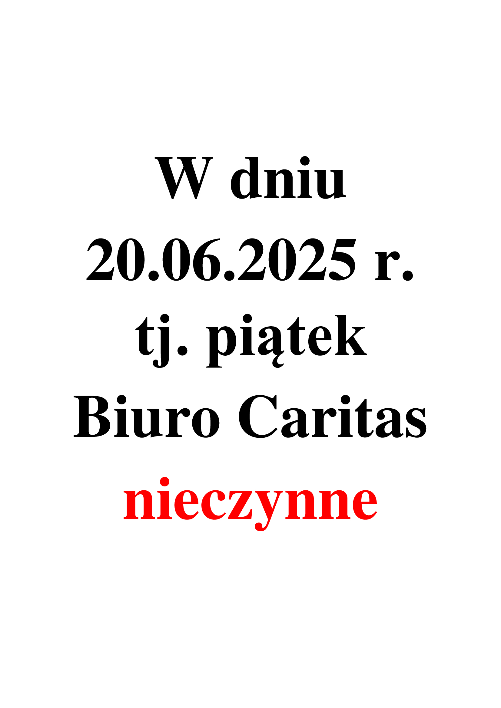 INFORMACJA O DNIU WOLNYM