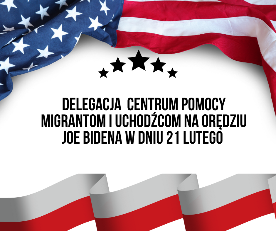 Delegacja zespołu Centrum Pomocy Migrantom i Uchodźcom Caritas Diecezji Sandomierskiej na przemówieniu Prezydenta USA Joe Bidena w Warszawie