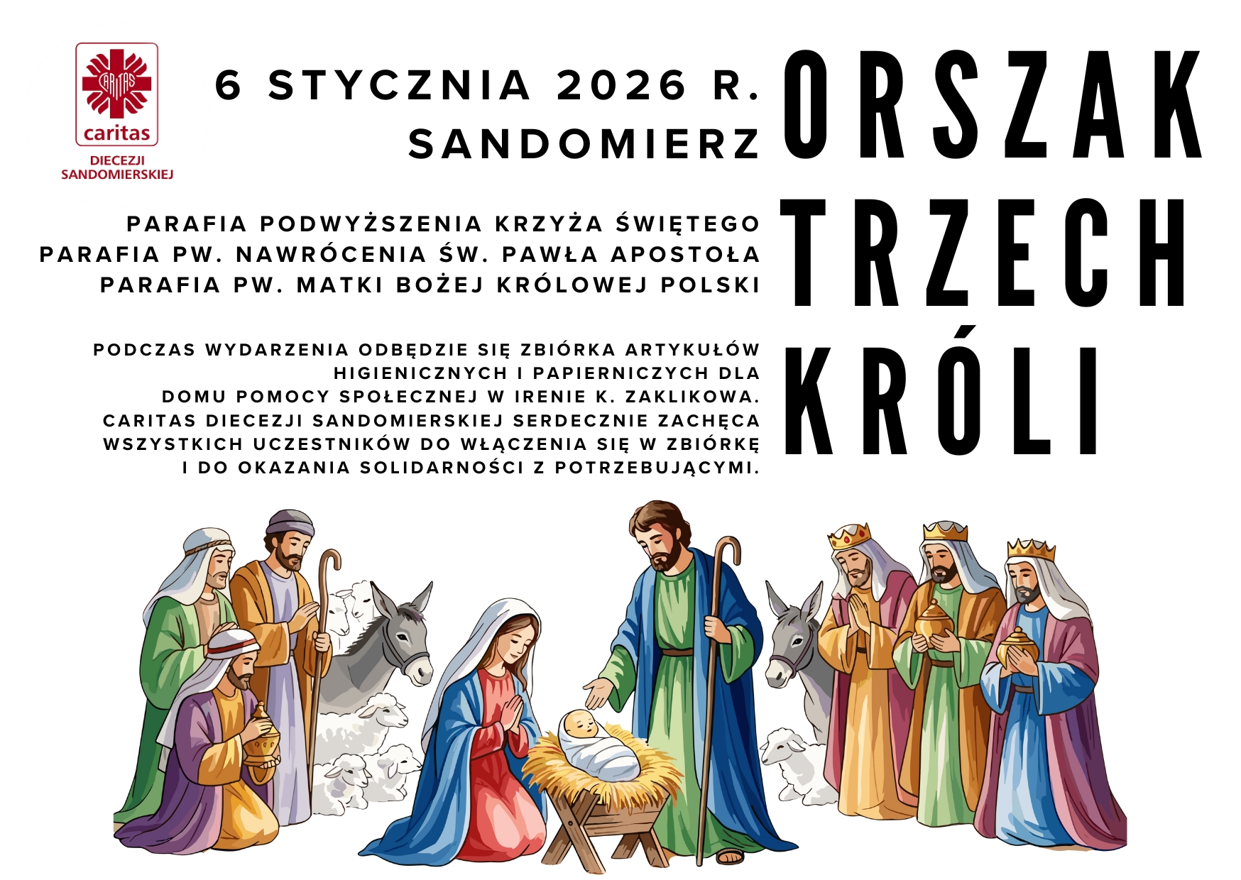 ZAPROSZENIE DO UDZIAŁU W ORSZAKU TRZECH KRÓLI W SANDOMIERZU